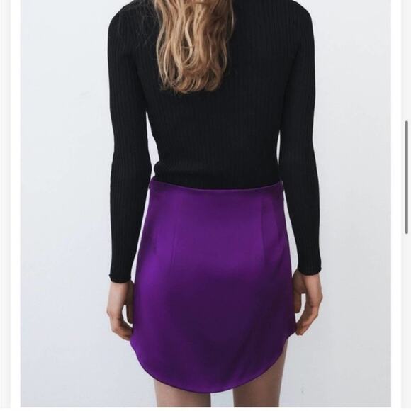 Zara Purple Satin Effect Mini Skirt Size Small - Picture 15 of 16